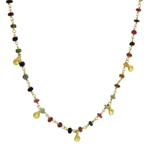 Sarah Richardson - Five Tiny Petal Drop Tourmaline Necklace