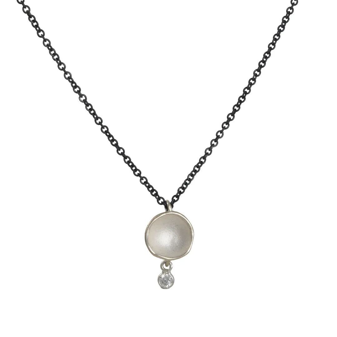 Sarah Richardson - Small Dishy Pod Sterling Necklace with Zircon Drop