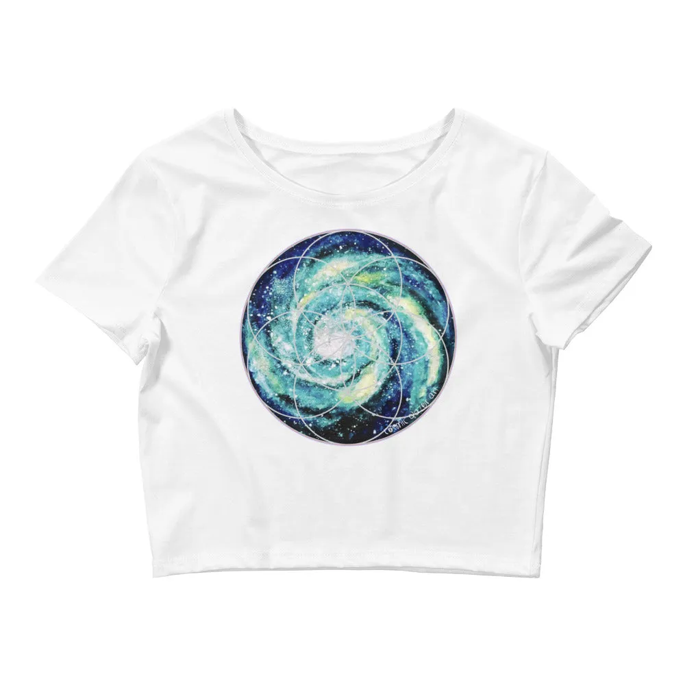 Seed of Life Spiral Galaxy Sacred Geometry Women's Crop Top