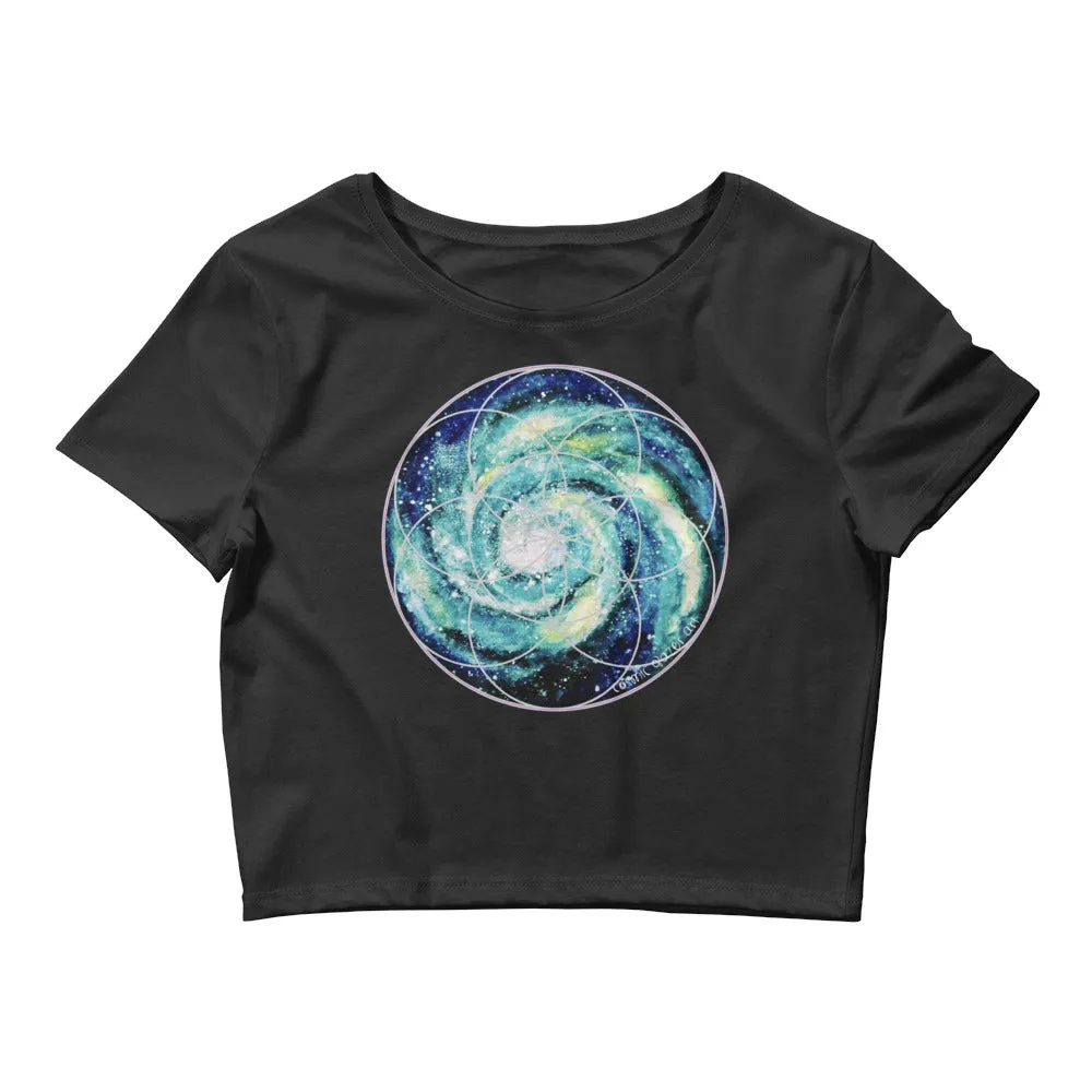 Seed of Life Spiral Galaxy Sacred Geometry Women's Crop Top