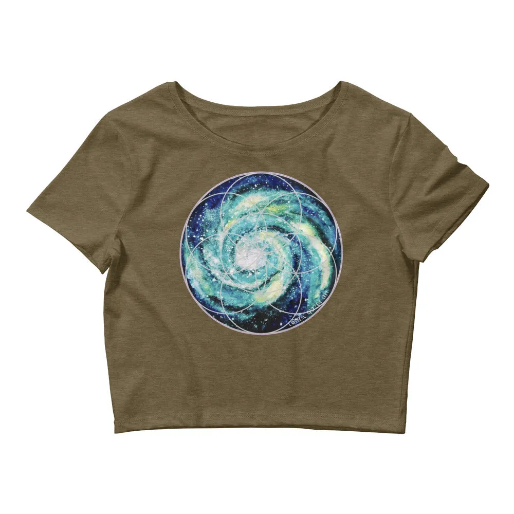 Seed of Life Spiral Galaxy Sacred Geometry Women's Crop Top