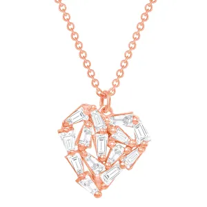 Shattered Heart Baguette Diamond Necklace