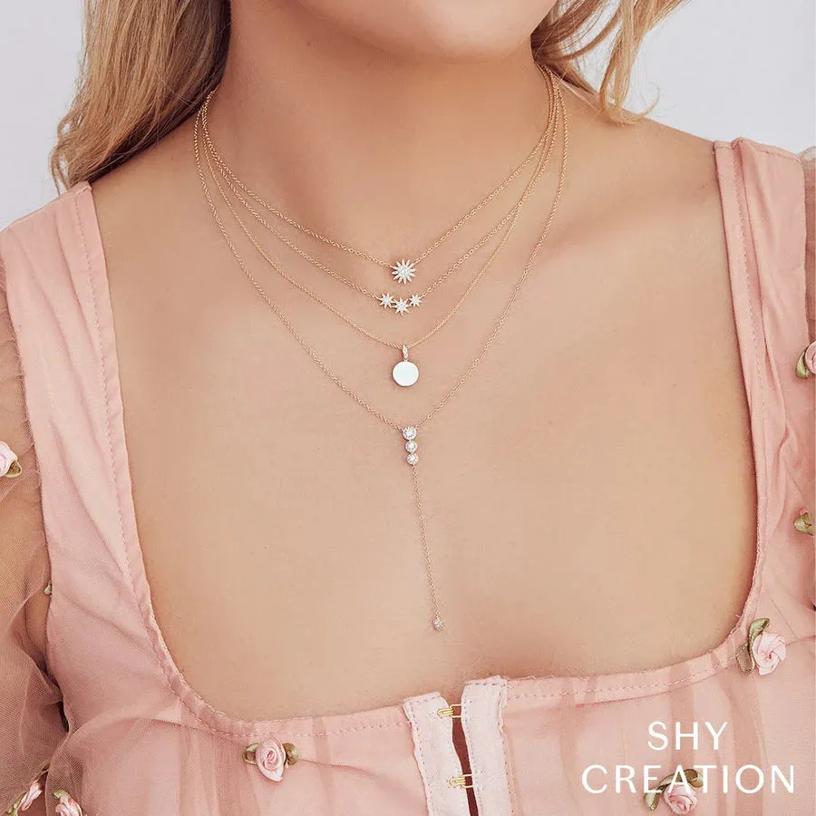 Shy Creation Triple Diamond Starbursts Necklace
