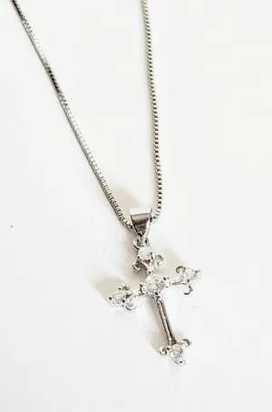 Silver Cubic Zirconia Cross Pendant 