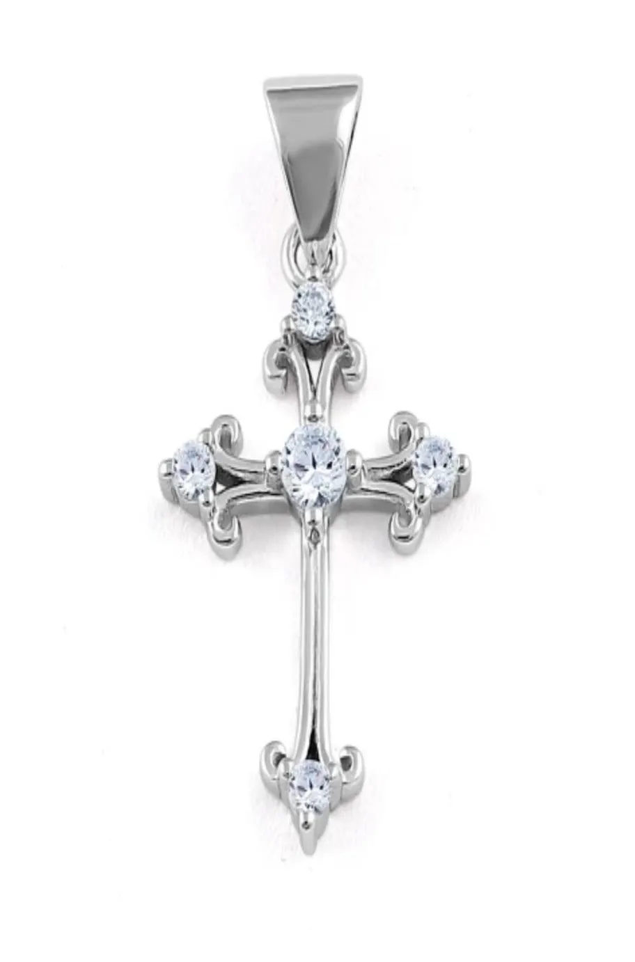 Silver Cubic Zirconia Cross Pendant 