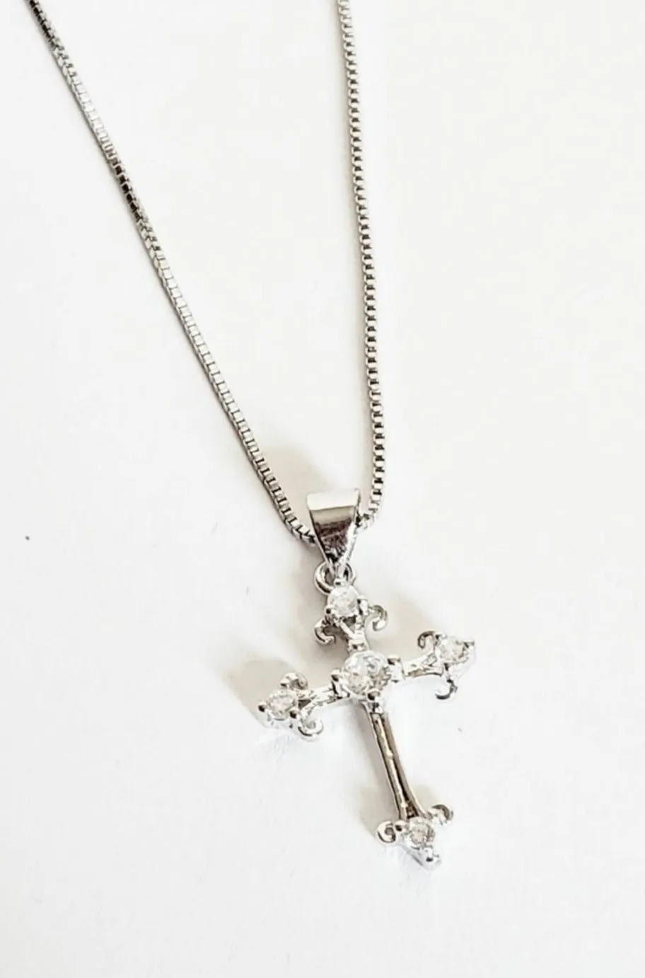 Silver Cubic Zirconia Cross Pendant 