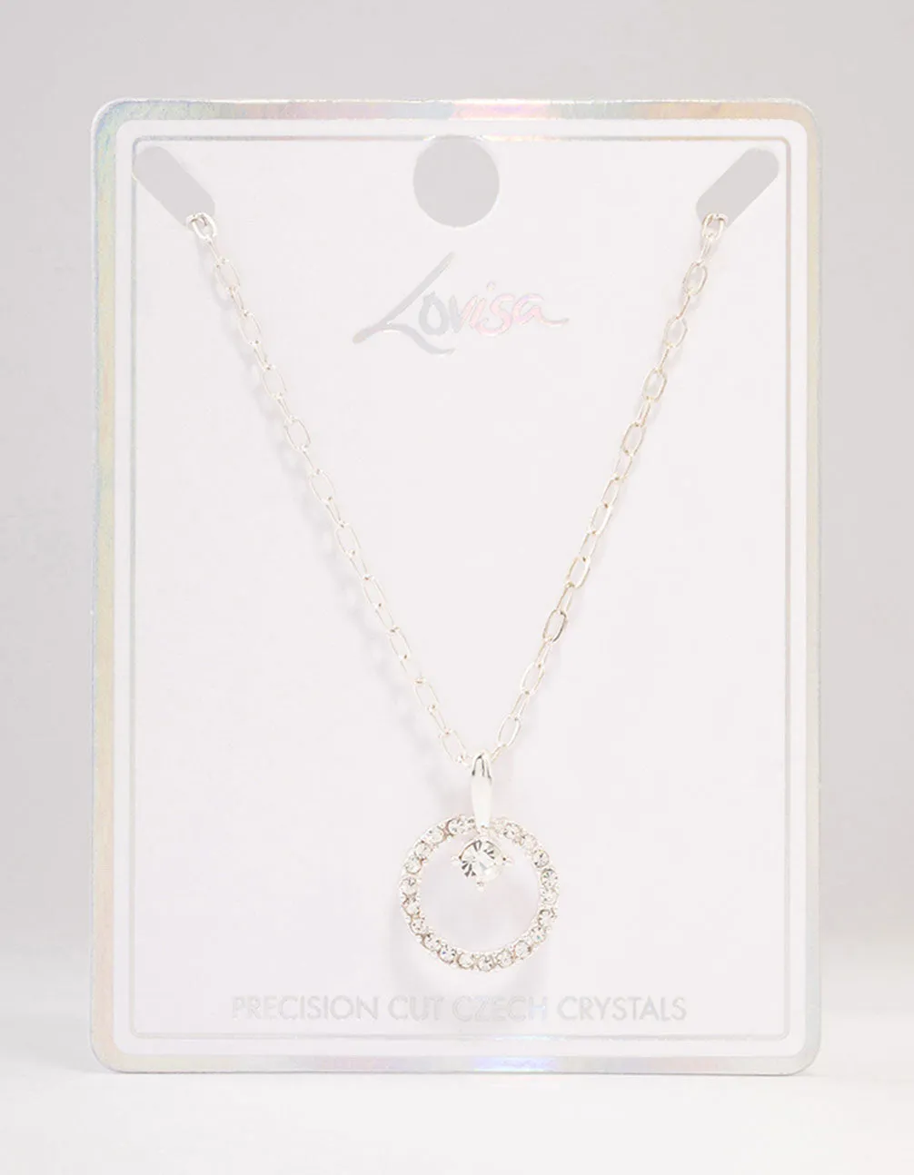 Silver Floating Czech Crystal Circle Necklace