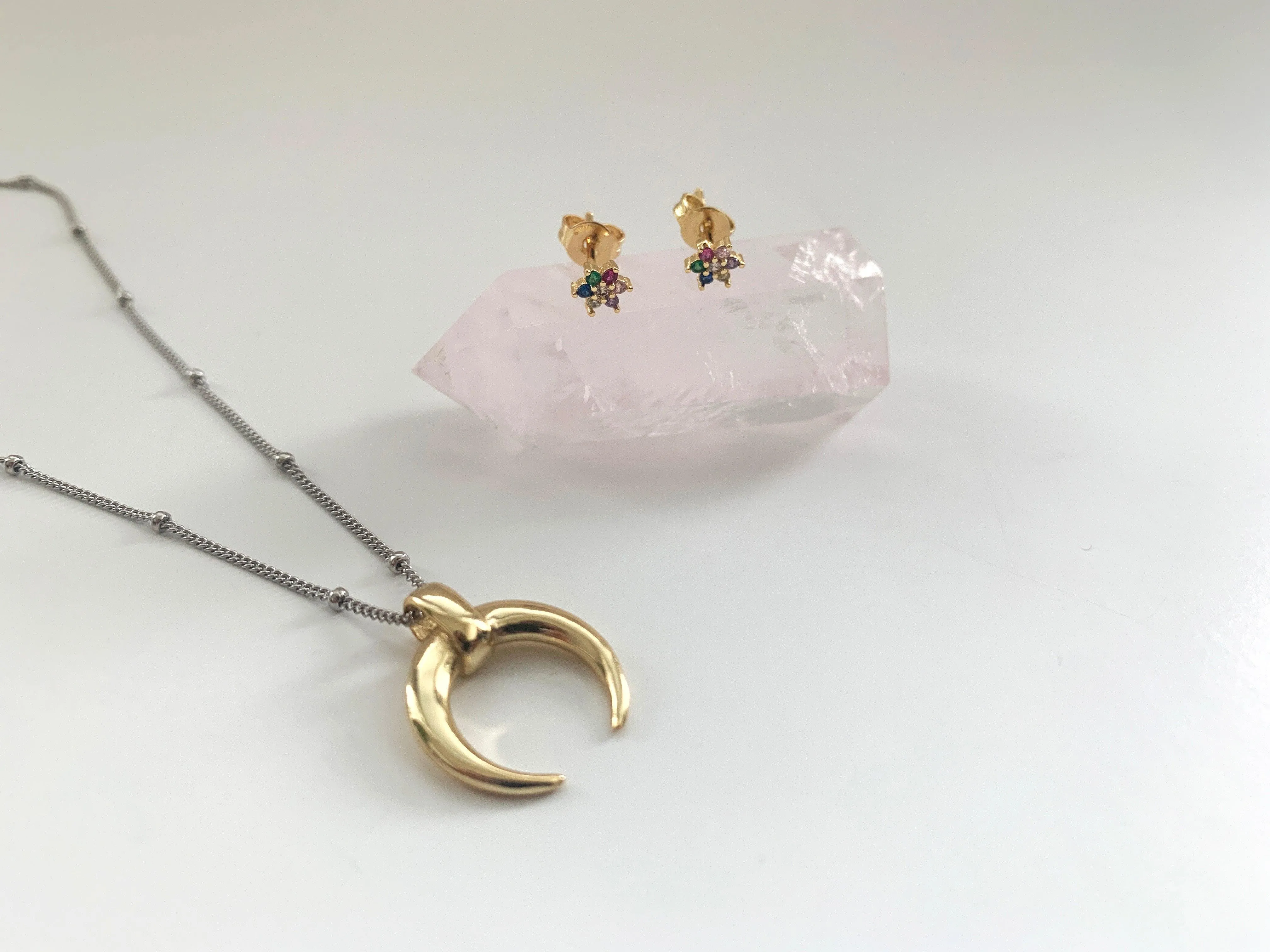 Silver Moon Necklace | Moon Shape | 925 Sterling Silver