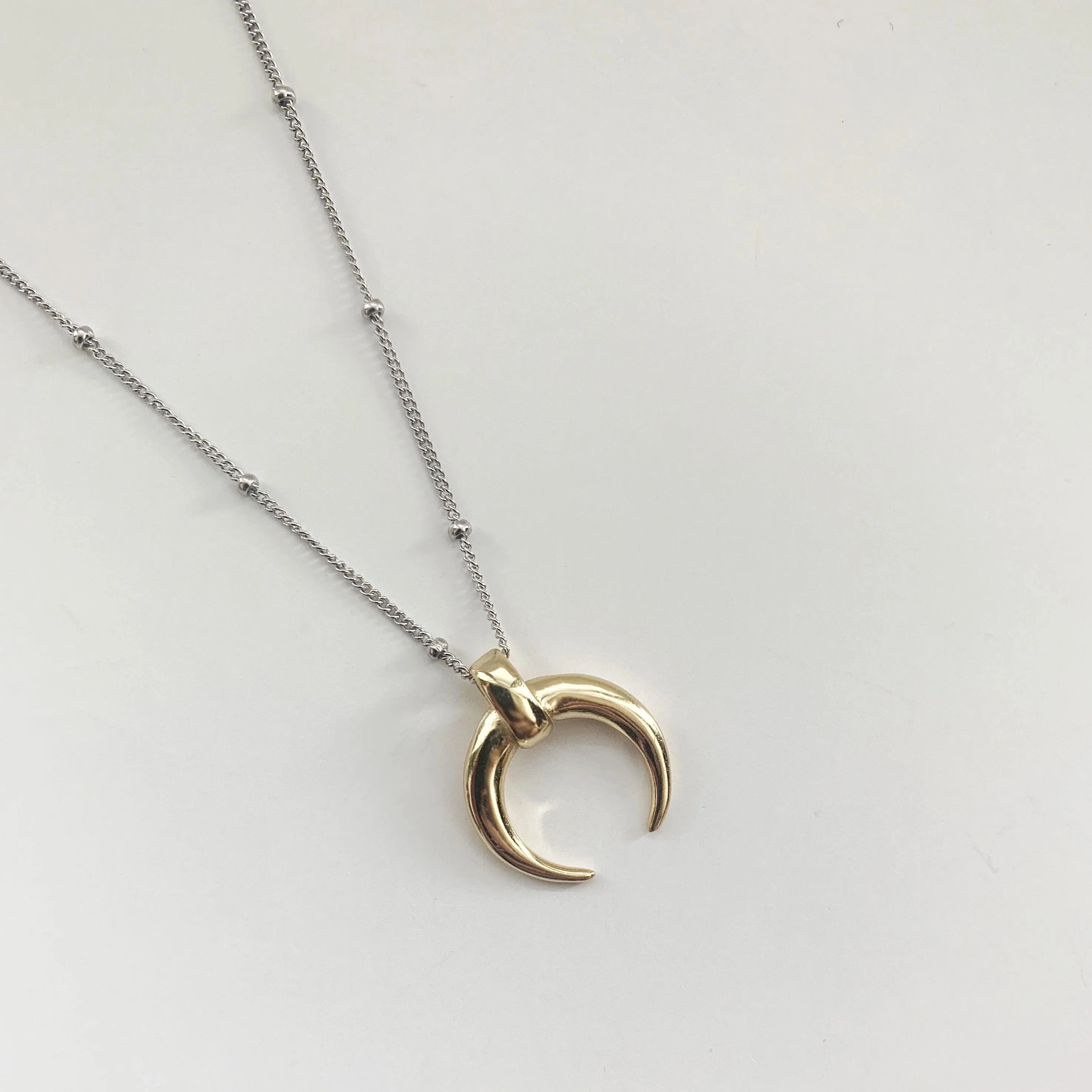 Silver Moon Necklace | Moon Shape | 925 Sterling Silver