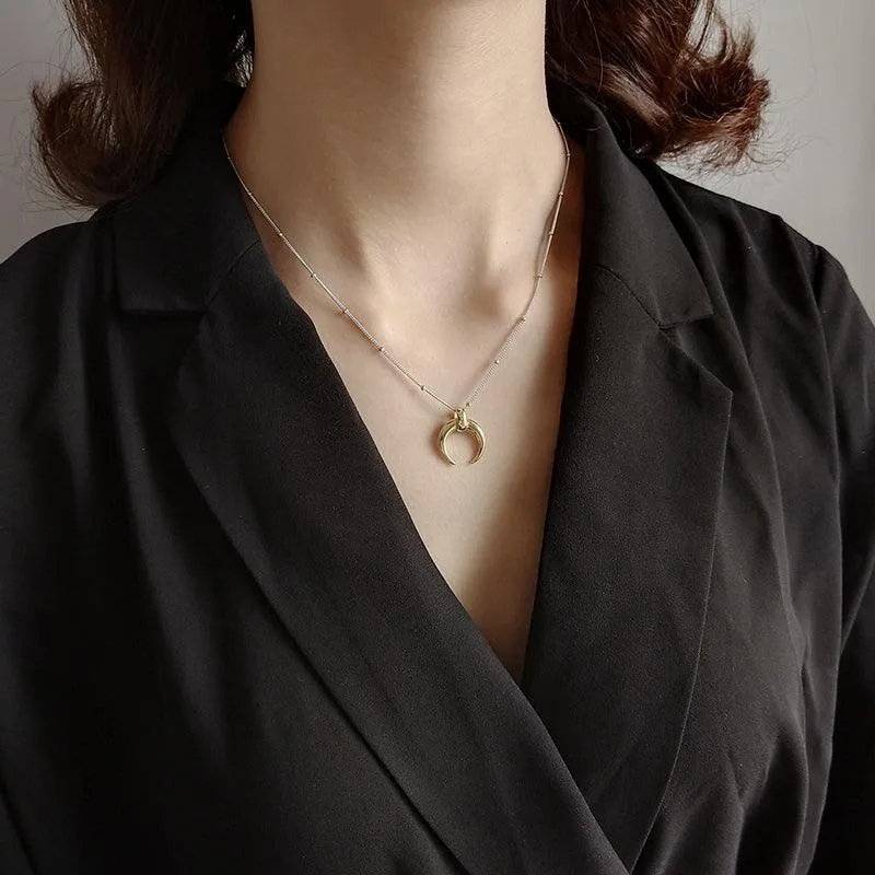 Silver Moon Necklace | Moon Shape | 925 Sterling Silver