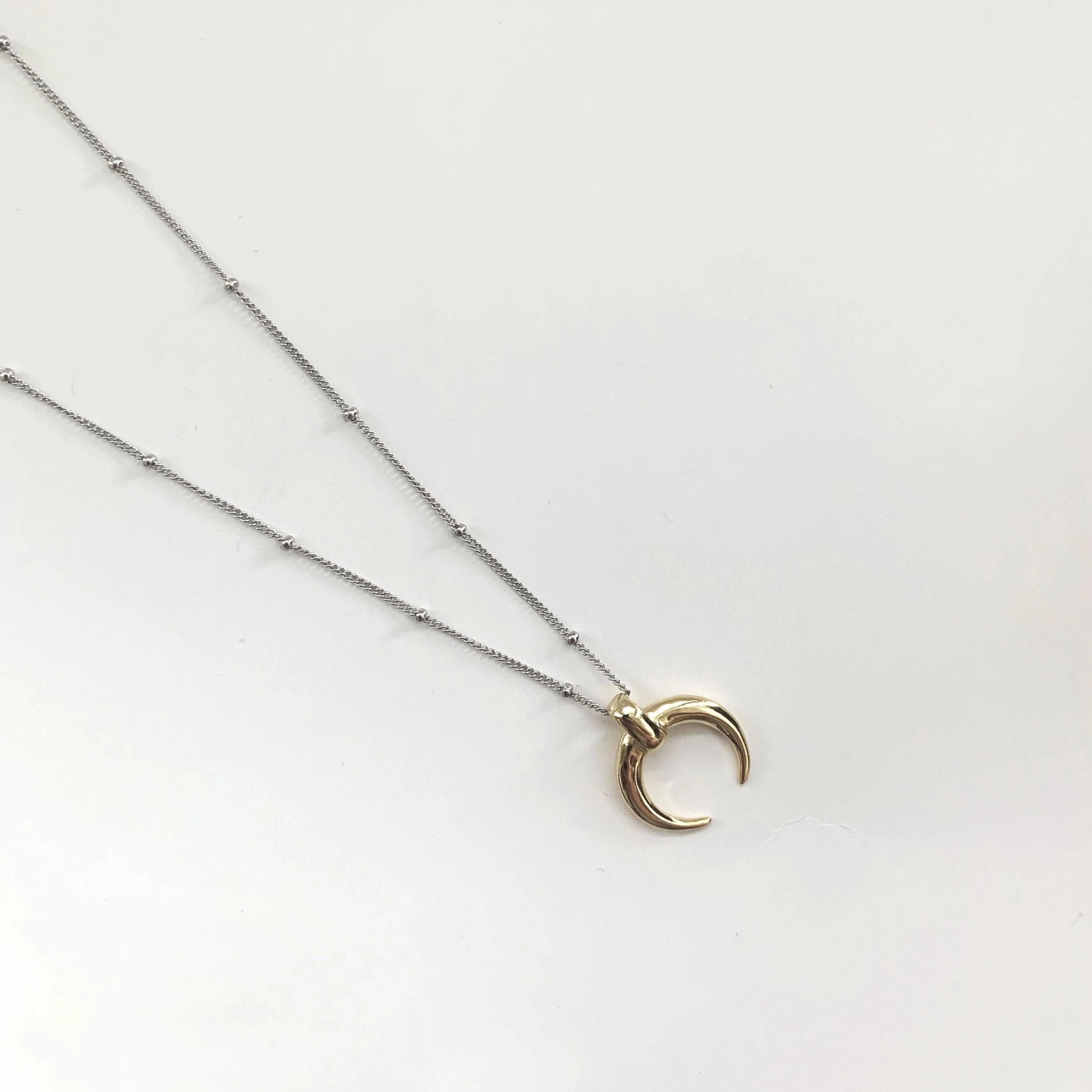 Silver Moon Necklace | Moon Shape | 925 Sterling Silver
