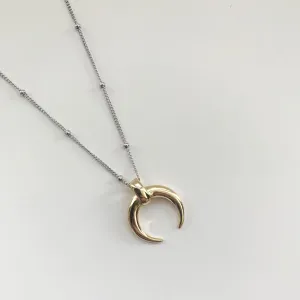 Silver Moon Necklace | Moon Shape | 925 Sterling Silver