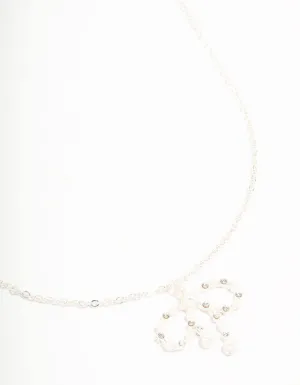 Silver Pearl Bow Pendant Necklace