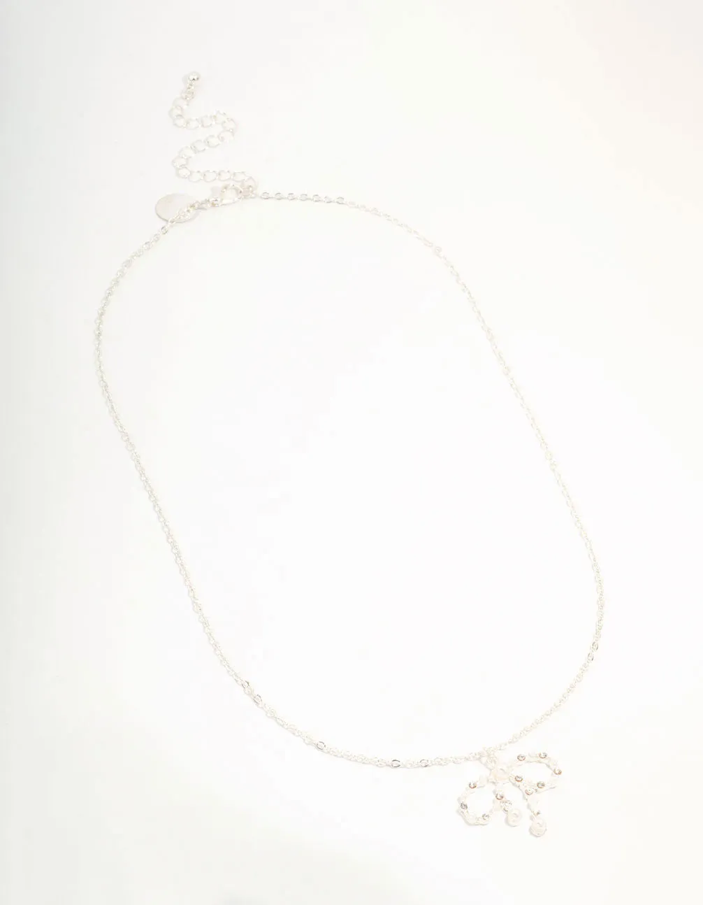 Silver Pearl Bow Pendant Necklace