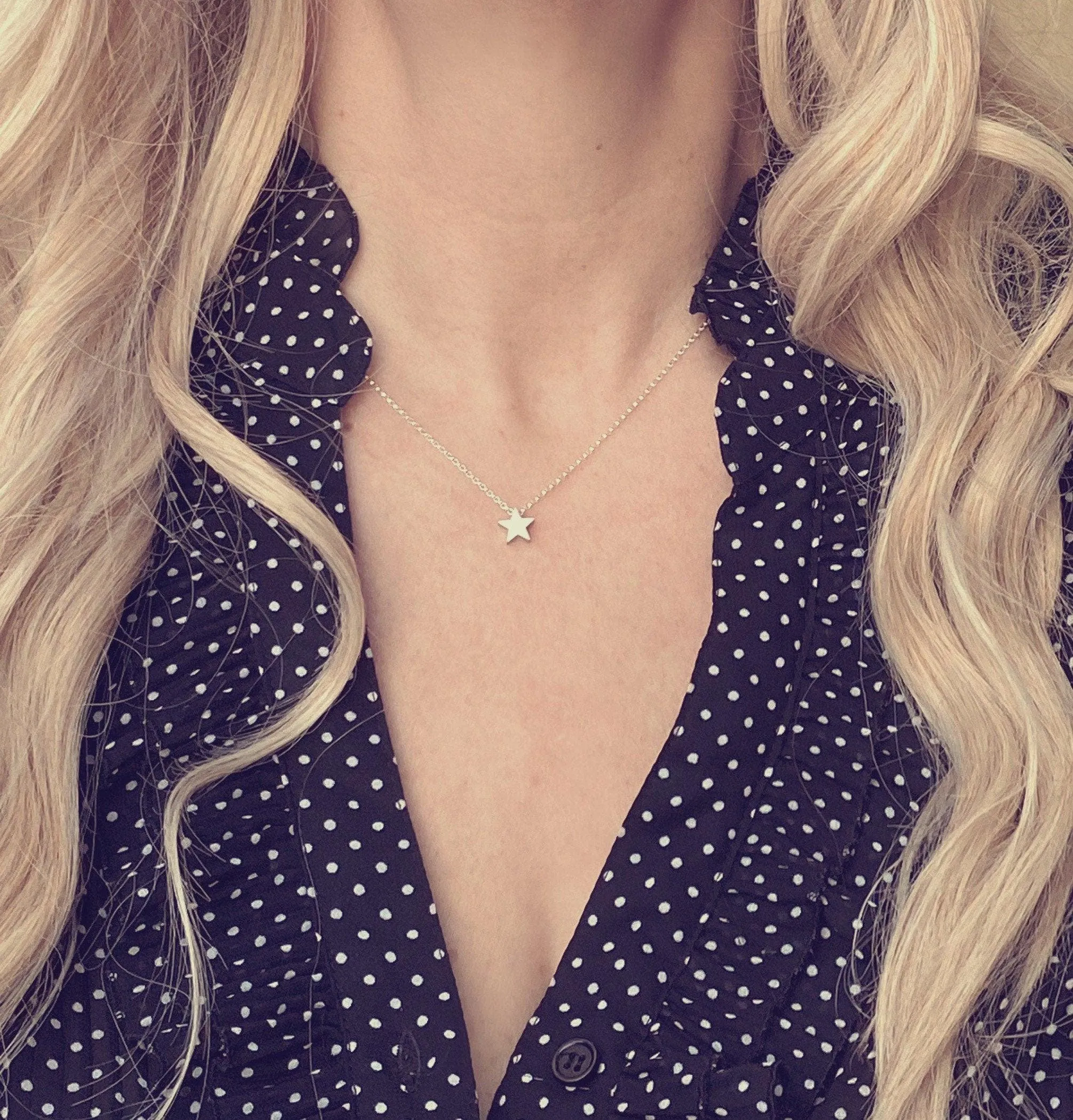 Silver Star Necklace - .925 sterling silver rolo chain/simple minimalist matte rhodium brass small charm pendant - Baby I'm a STAR