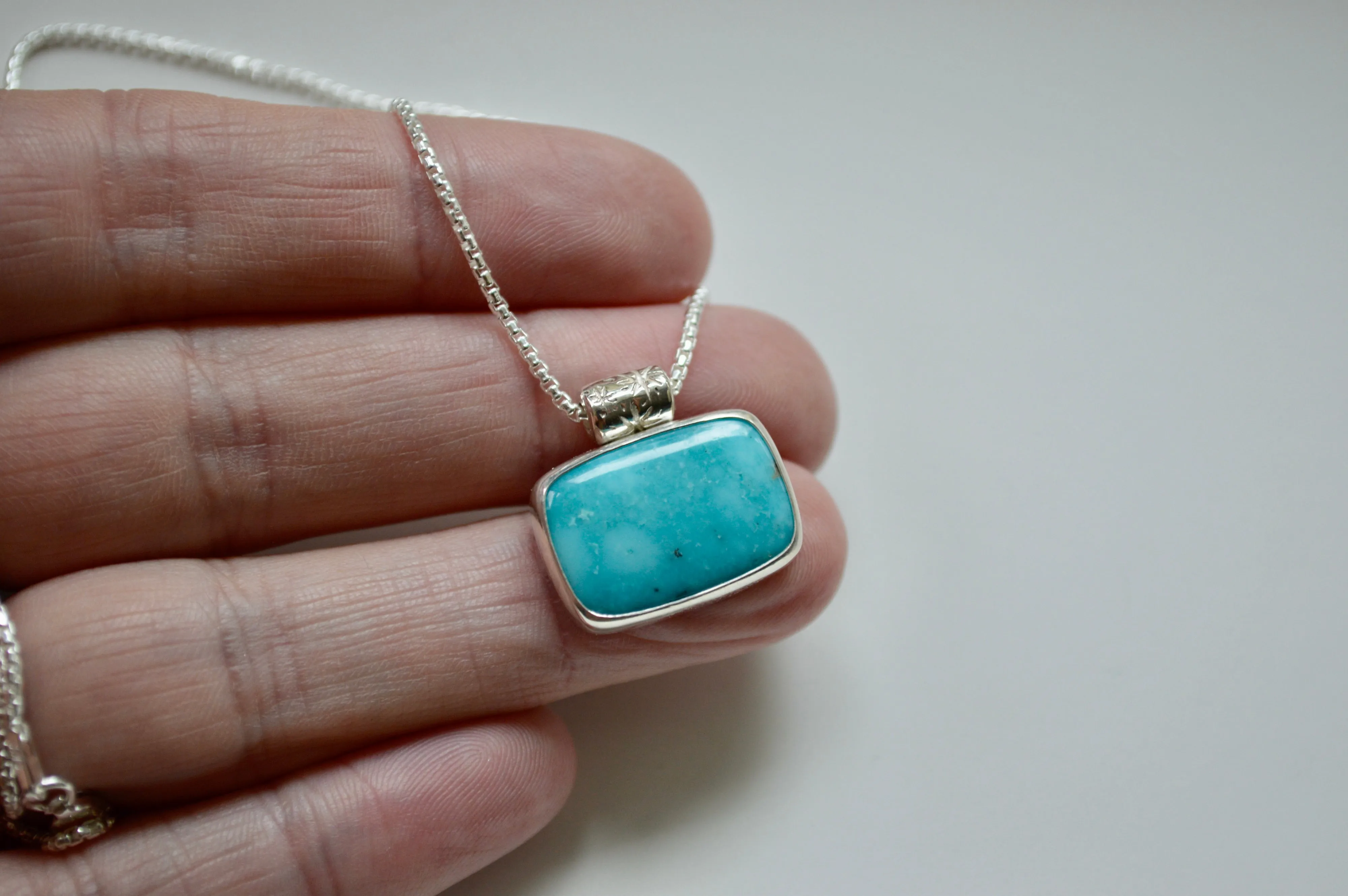 Silver Starry Campitos Turquoise Necklace OOAK