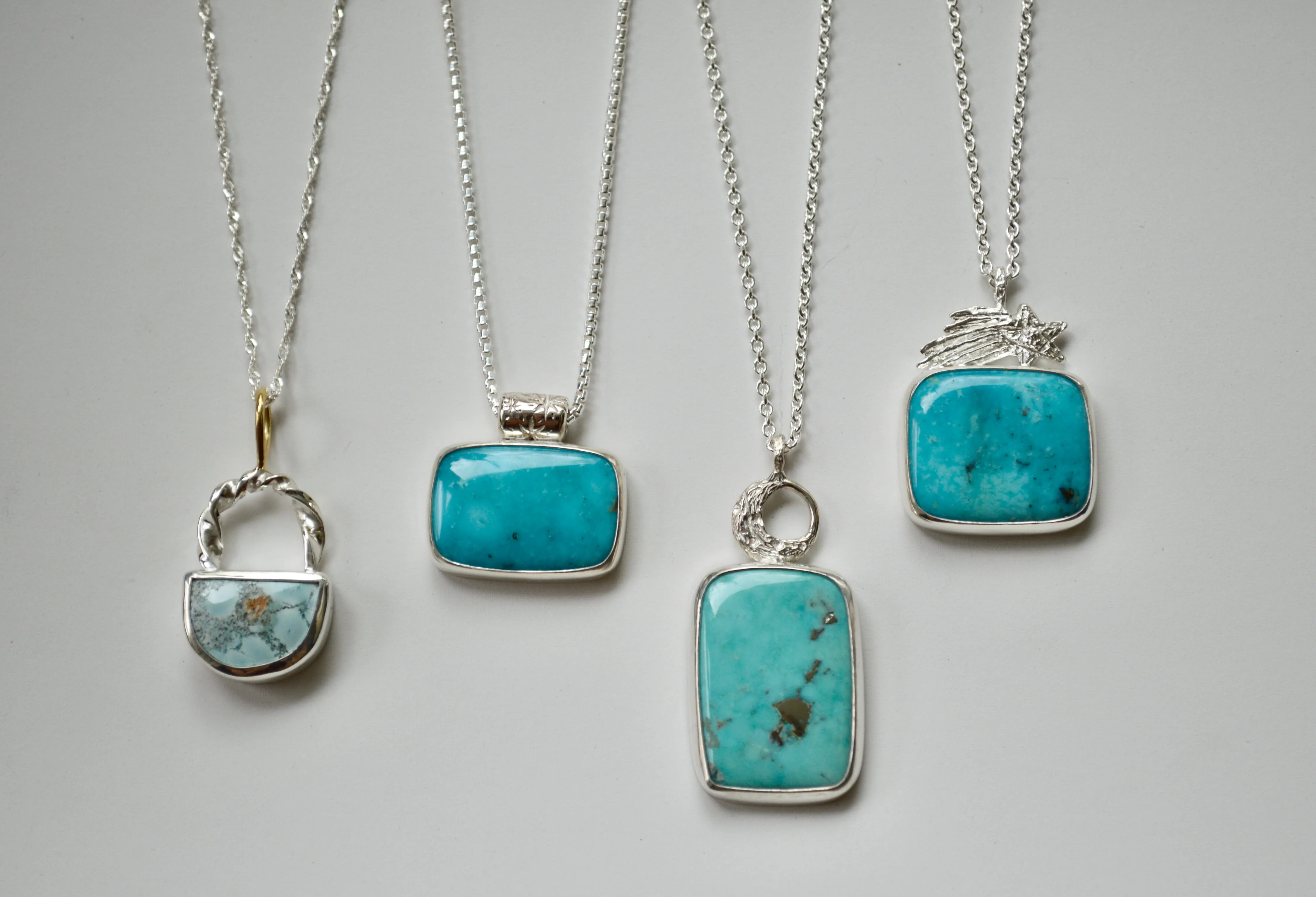 Silver Starry Campitos Turquoise Necklace OOAK