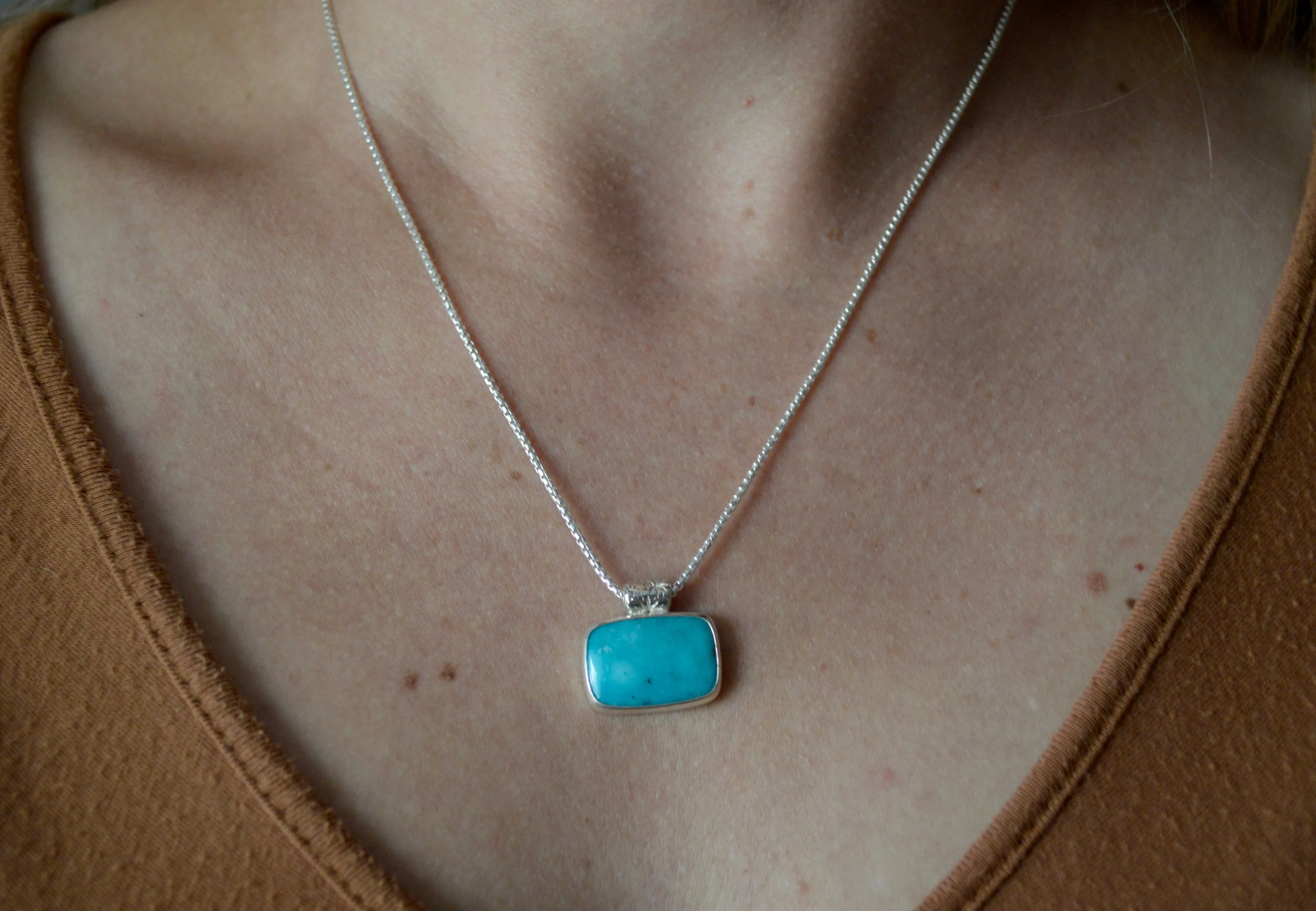 Silver Starry Campitos Turquoise Necklace OOAK