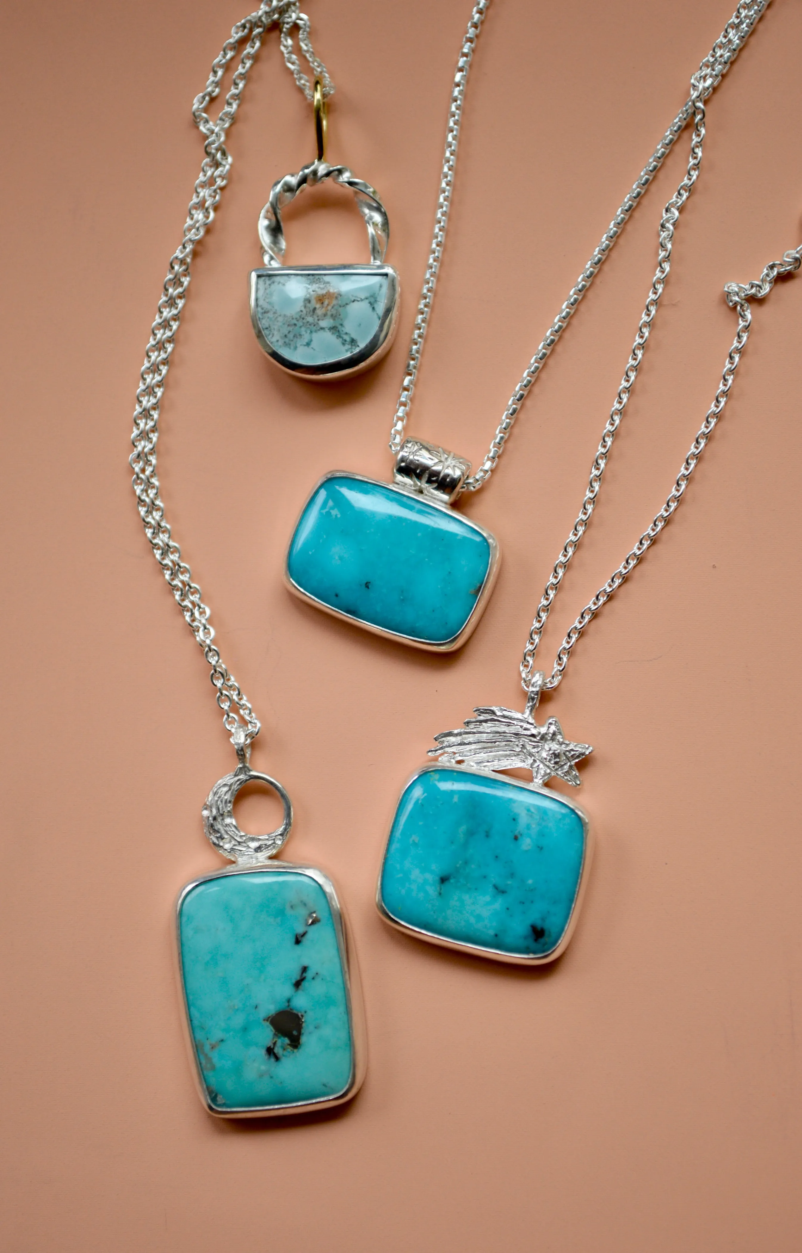 Silver Starry Campitos Turquoise Necklace OOAK