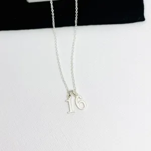 Silver Sweet 16 Birthday Necklace