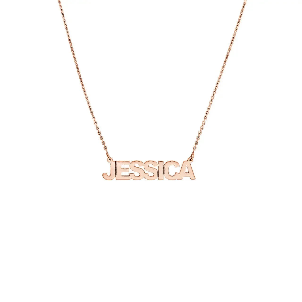 Small Block Nameplate Necklace