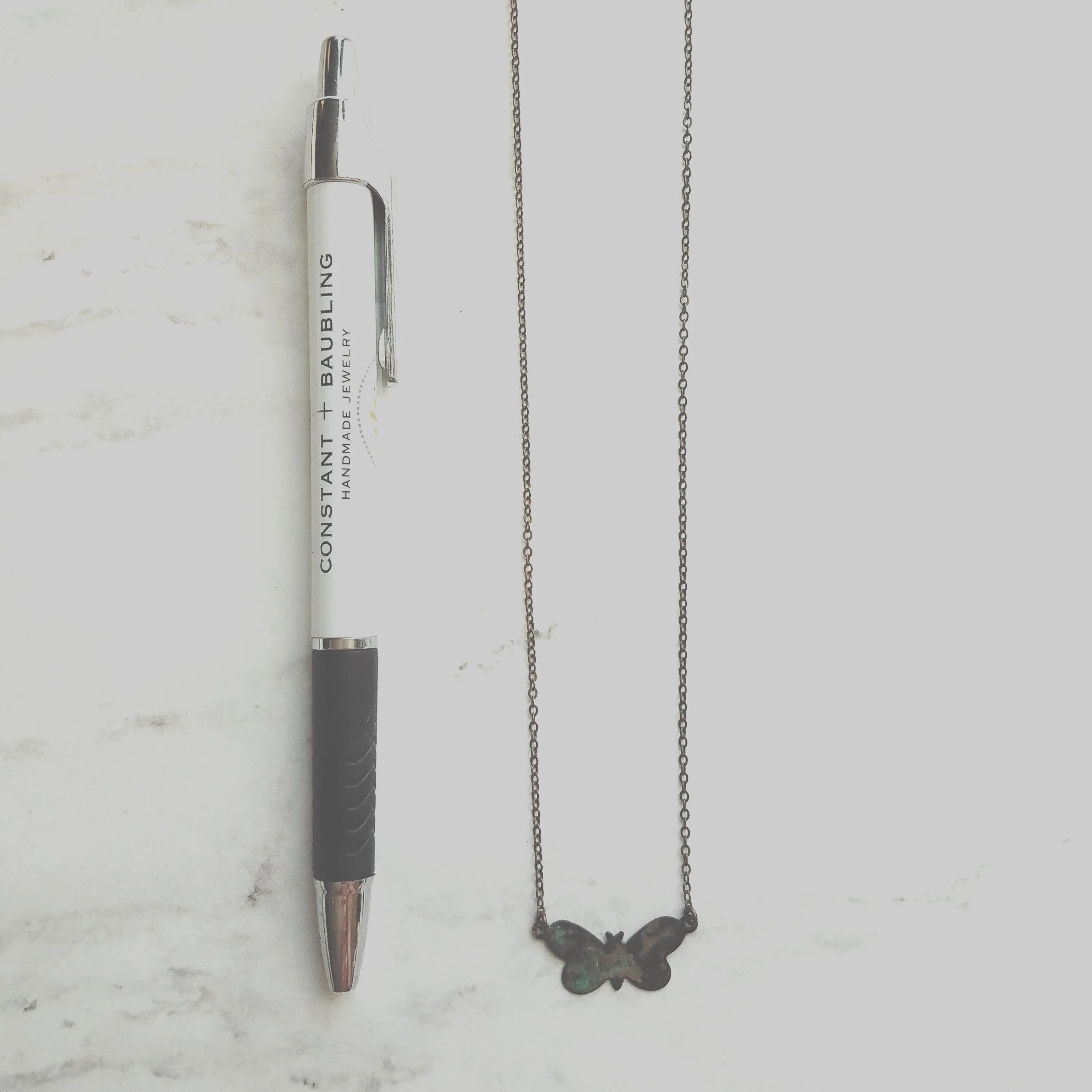 Small Butterfly Necklace, butterfly pendant, delicate chain, bronze necklace, antique brass necklace, patina butterfly, blue green butterfly