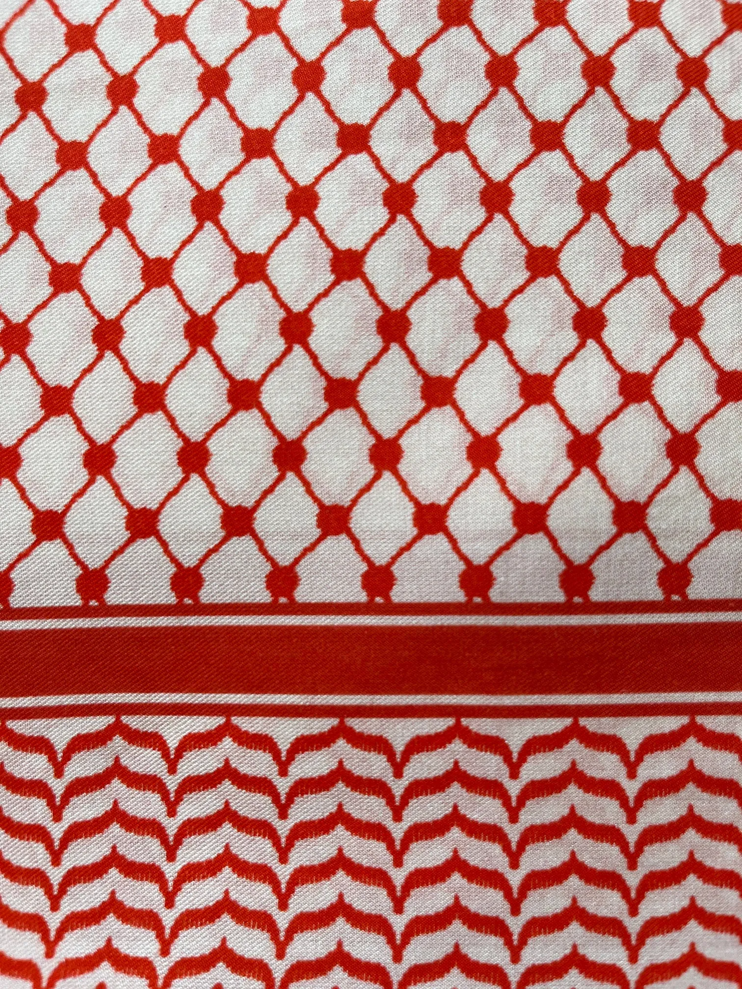 Small Silk/Cotton Palestine Kefiyyah Scarf (Red) 19"x19"