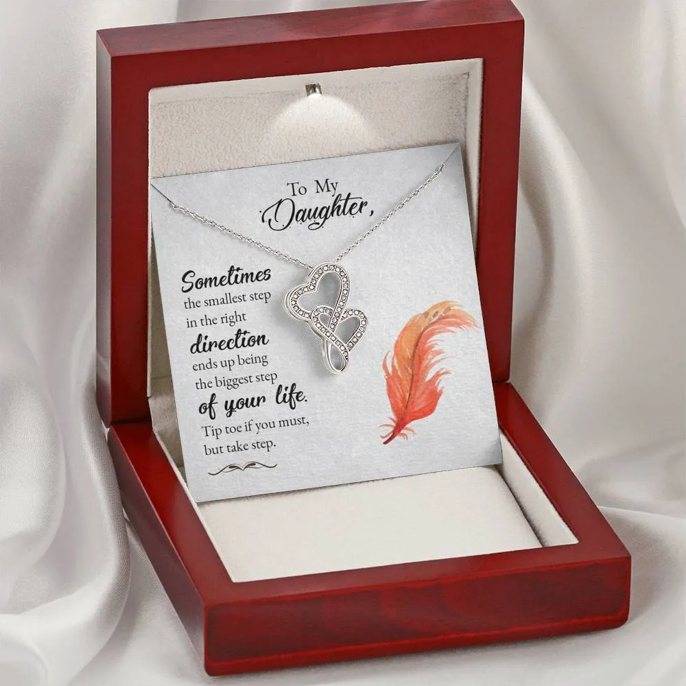 Small steps to the right direction-Double Hearts Necklace for Daughter
