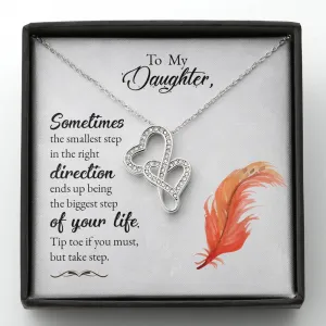 Small steps to the right direction-Double Hearts Necklace for Daughter