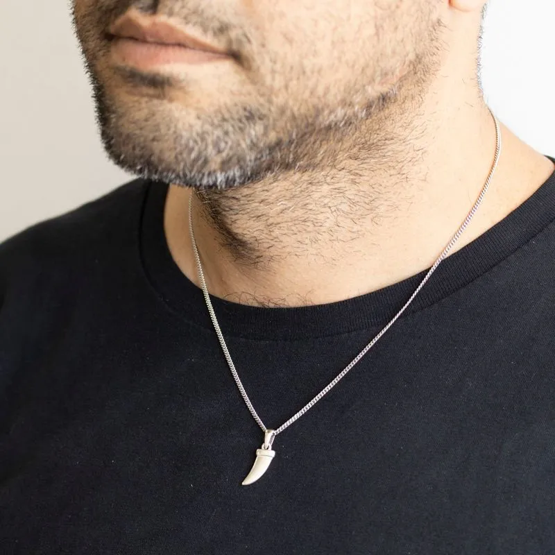 Small tooth -shaped silver pendant for Panzer 60 chain