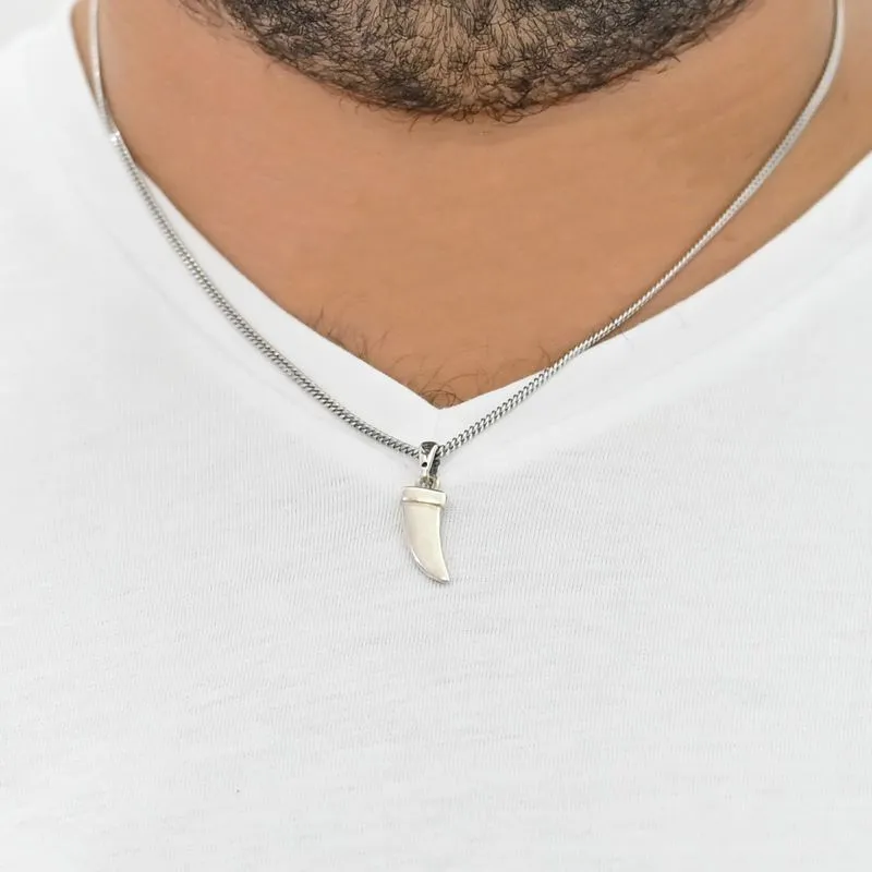 Small tooth -shaped silver pendant for Panzer 60 chain