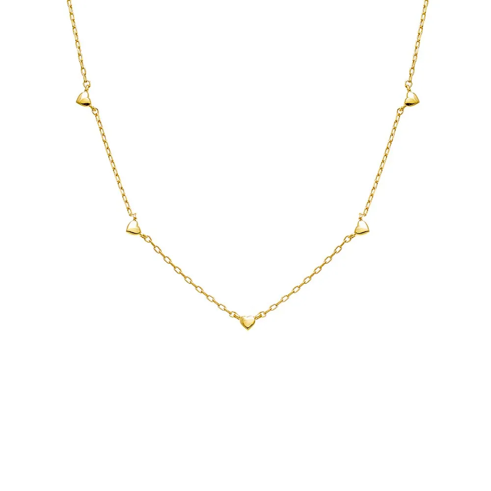 Solid Five Heart Charm Necklace