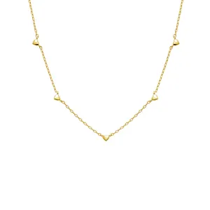 Solid Five Heart Charm Necklace