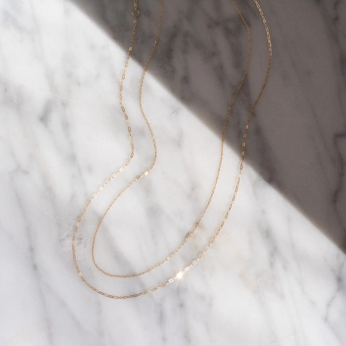 Solid Gold Delicate Paperclip Chain