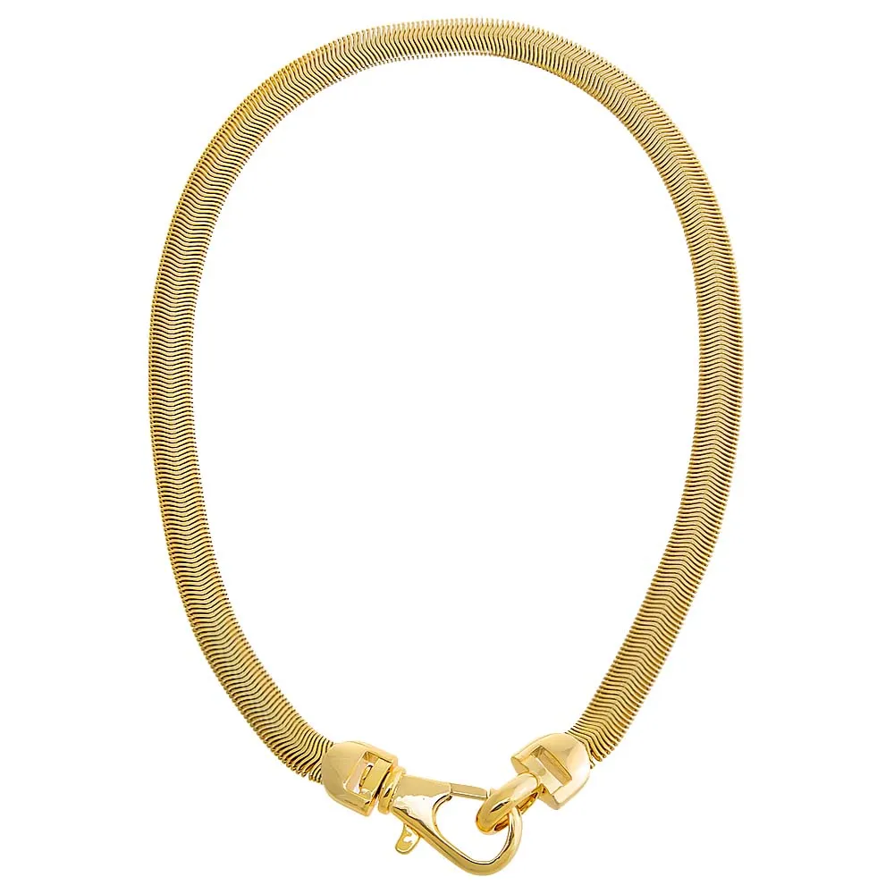 Solid Large Clasp Wide Snake Chain Necklace