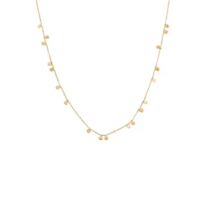 Solid Scattered Mini Dangling Disc Necklace 14K