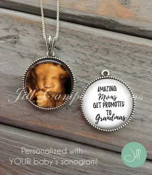 Sonogram necklace- double sided reversible - NEW GRANDMA GIFT
