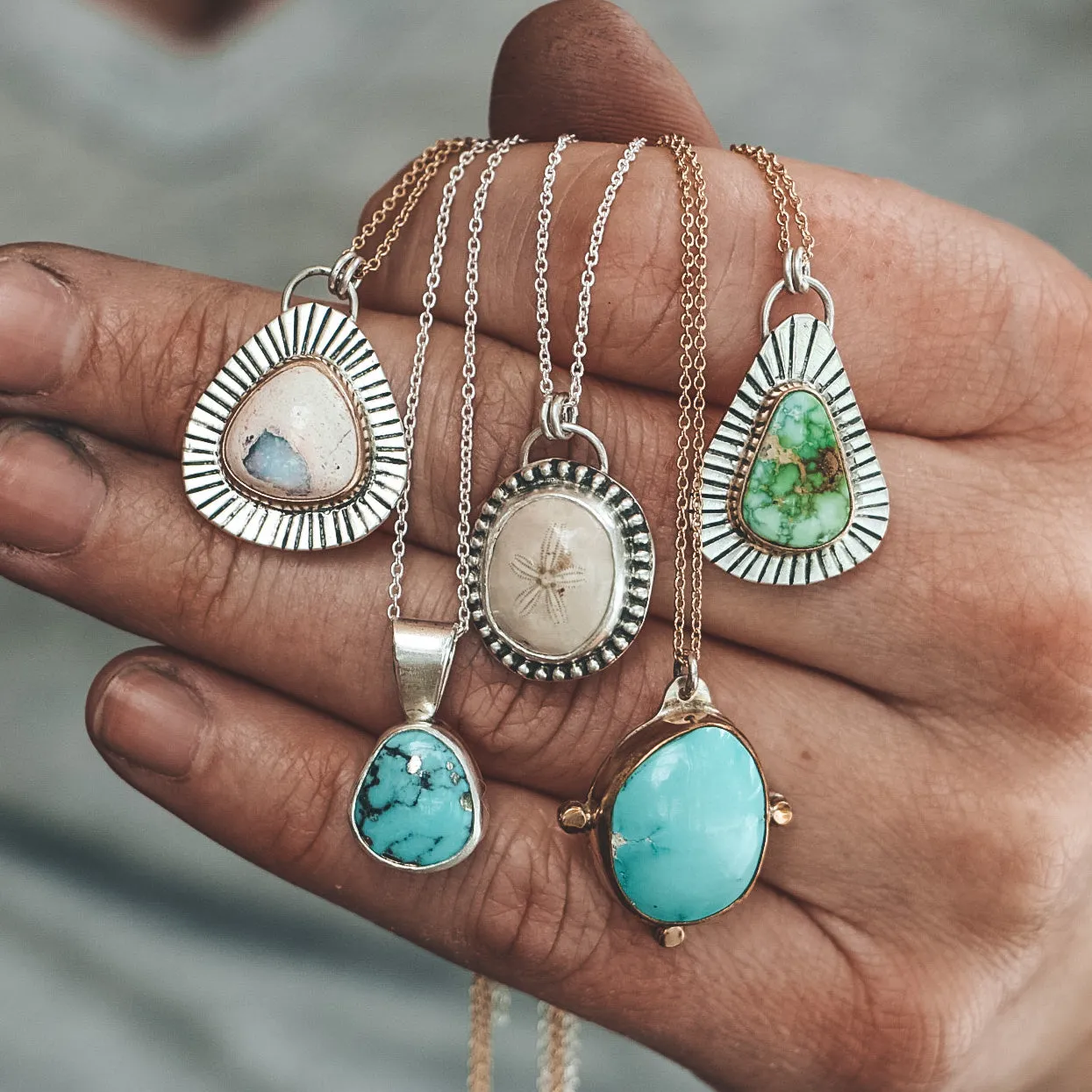 Sonoran Gold Turquoise Necklace #1, Mixed Metals