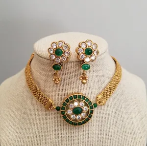 South Indian Choker Set With Matte Gold Plating JT18
