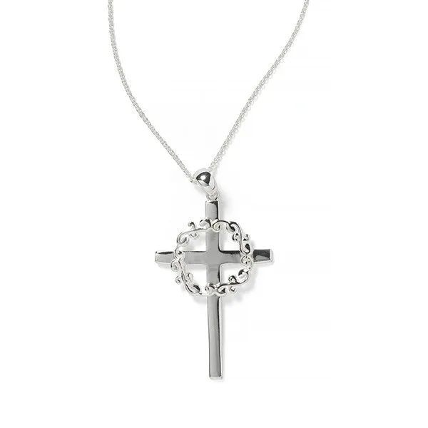 Southern Gates Sterling Silver Scrolling Vine Cross Necklace 18 2 (100081)