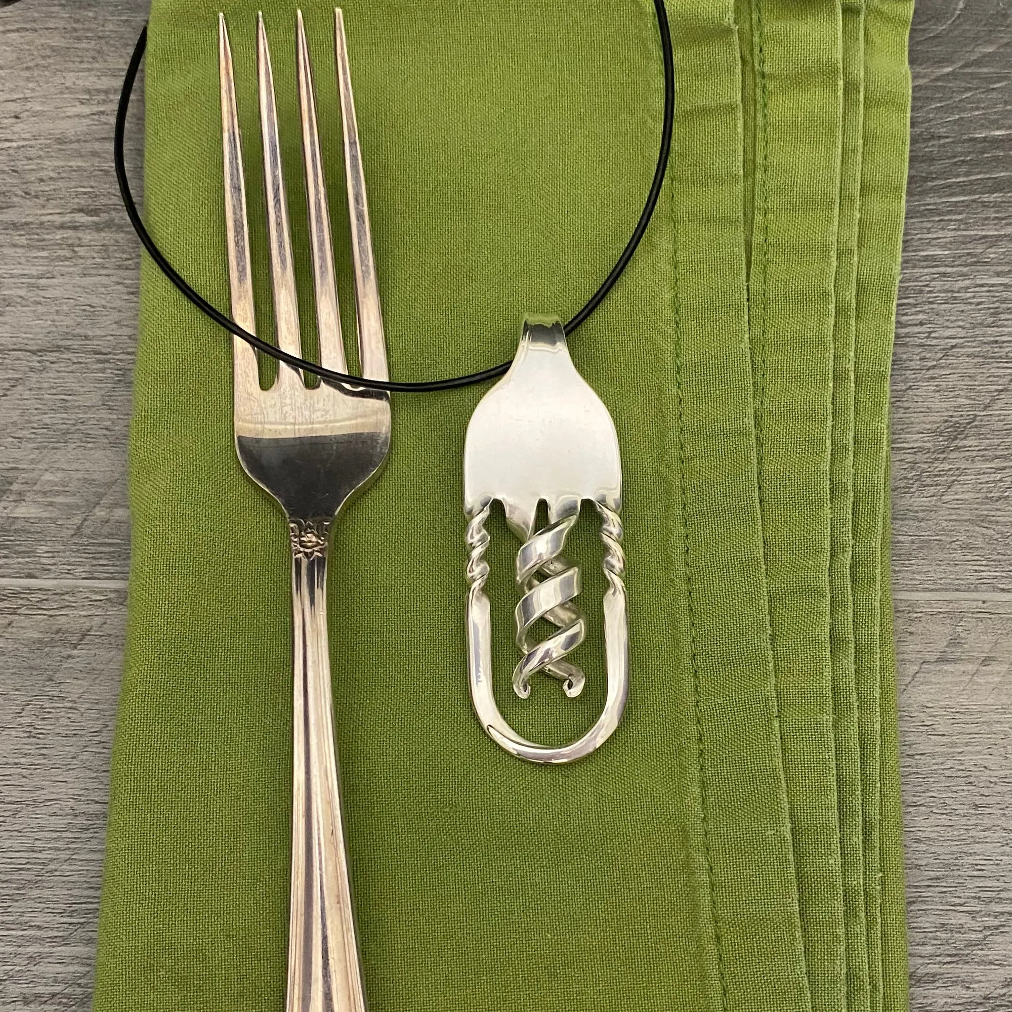 Spiral Recycled Silverware Necklace 'Ascension'