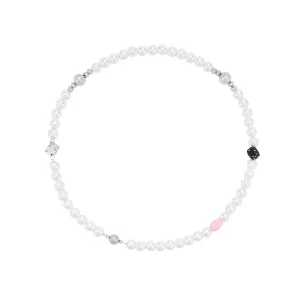 Splicing Dice Pearl Necklace Chain