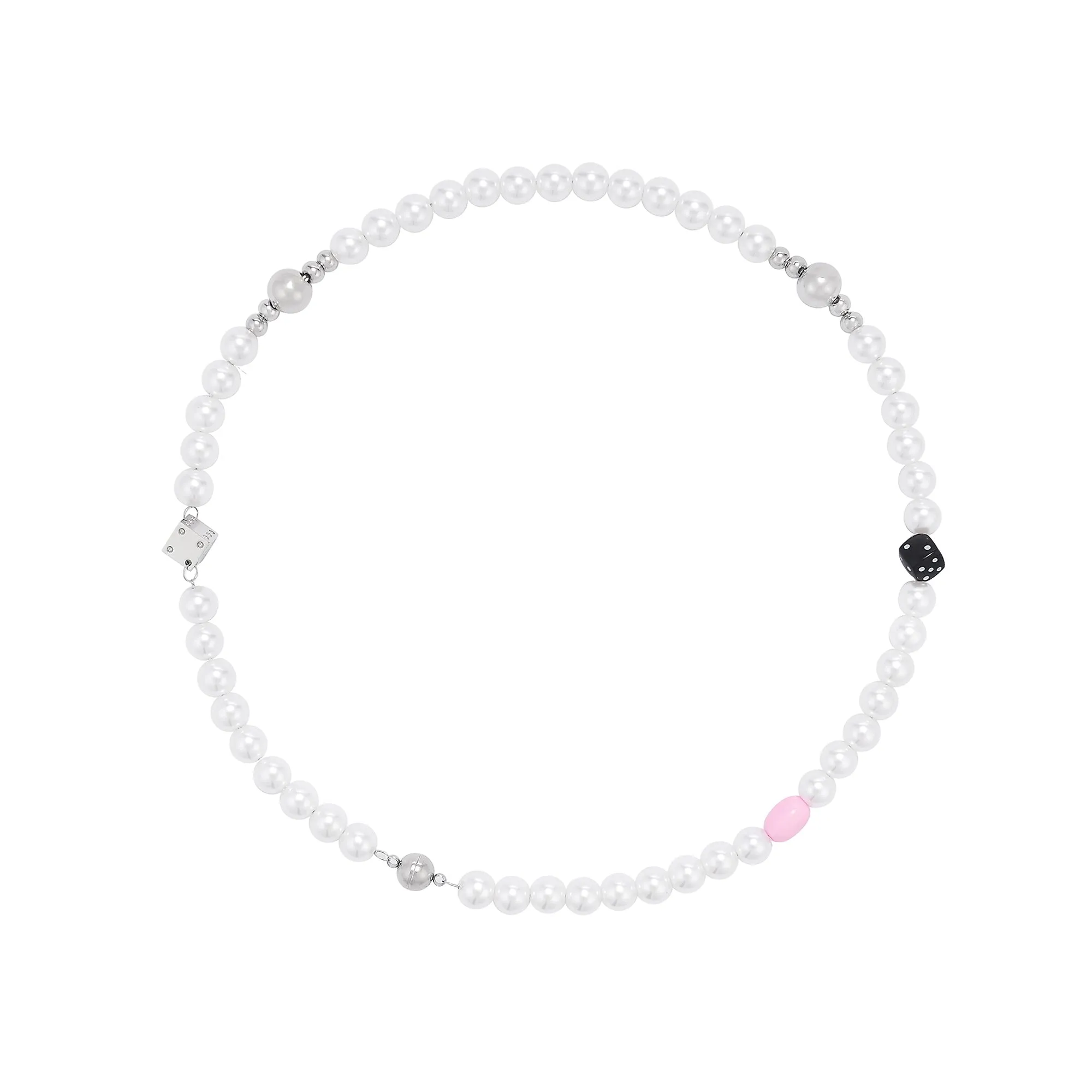 Splicing Dice Pearl Necklace Chain