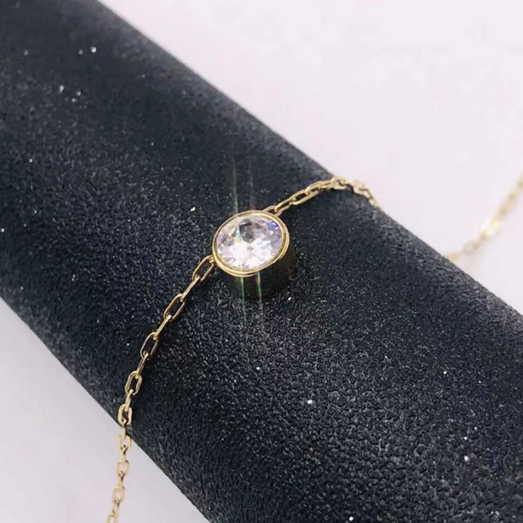 Stainless Steel Gold Solitaire Necklace