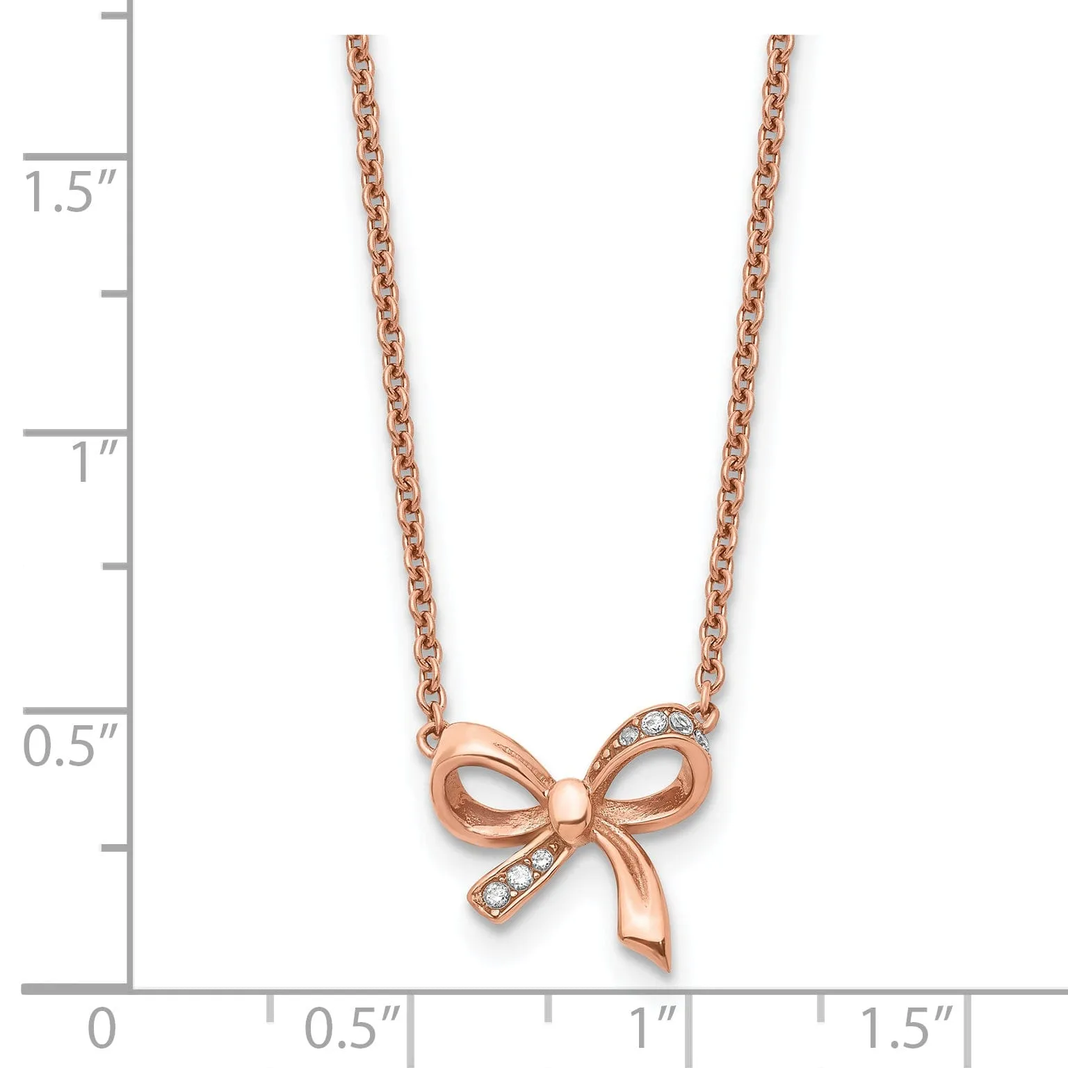 Stainless Steel Polished C.Z Bow necklace