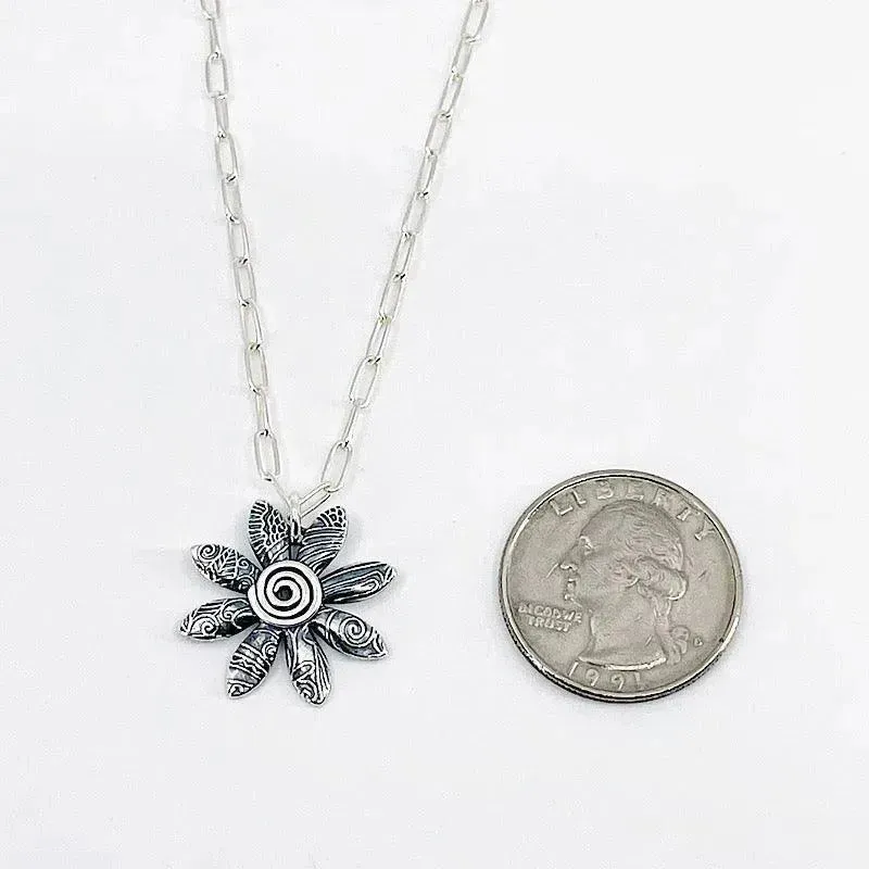 Sterling Flower Necklace - Medium