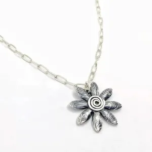 Sterling Flower Necklace - Medium