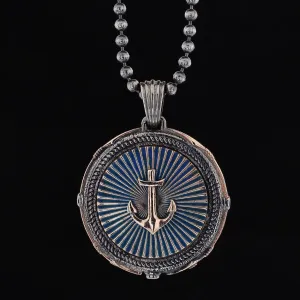 Sterling Silver Anchor Medallion Necklace, Men's Necklace