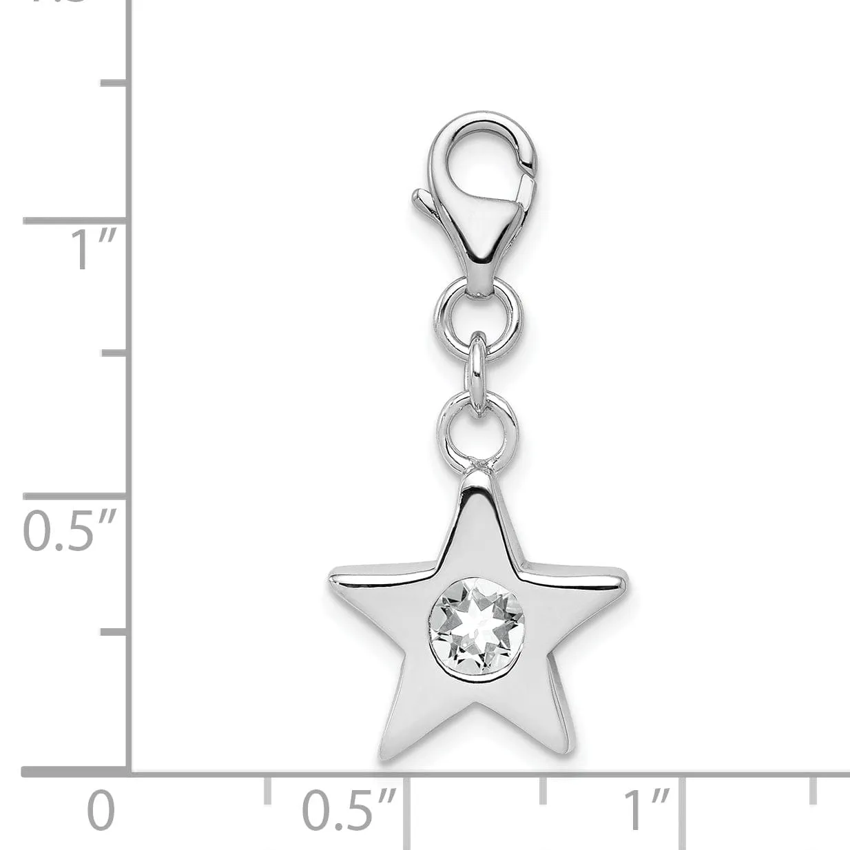 Sterling Silver April C.Z Birthstone Star Charm