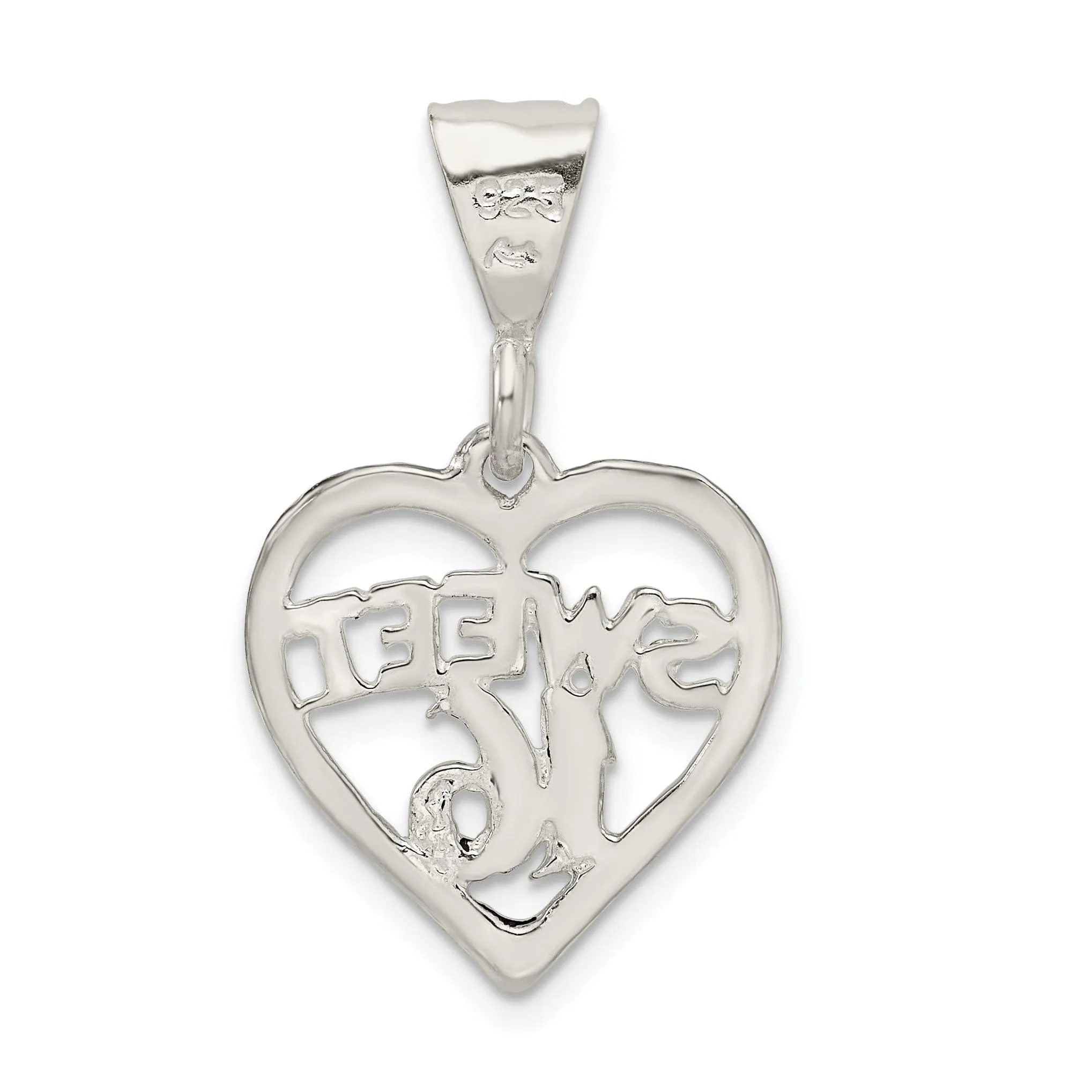 Sterling Silver Heart Design Sweet 16 Pendant